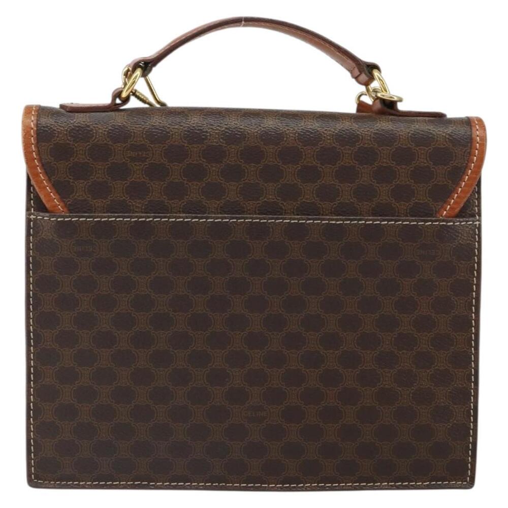 CELINE Macadam Canvas Hand Bag PVC Leather 2way Brown Gold Auth BA9343 - Picture 2 of 16